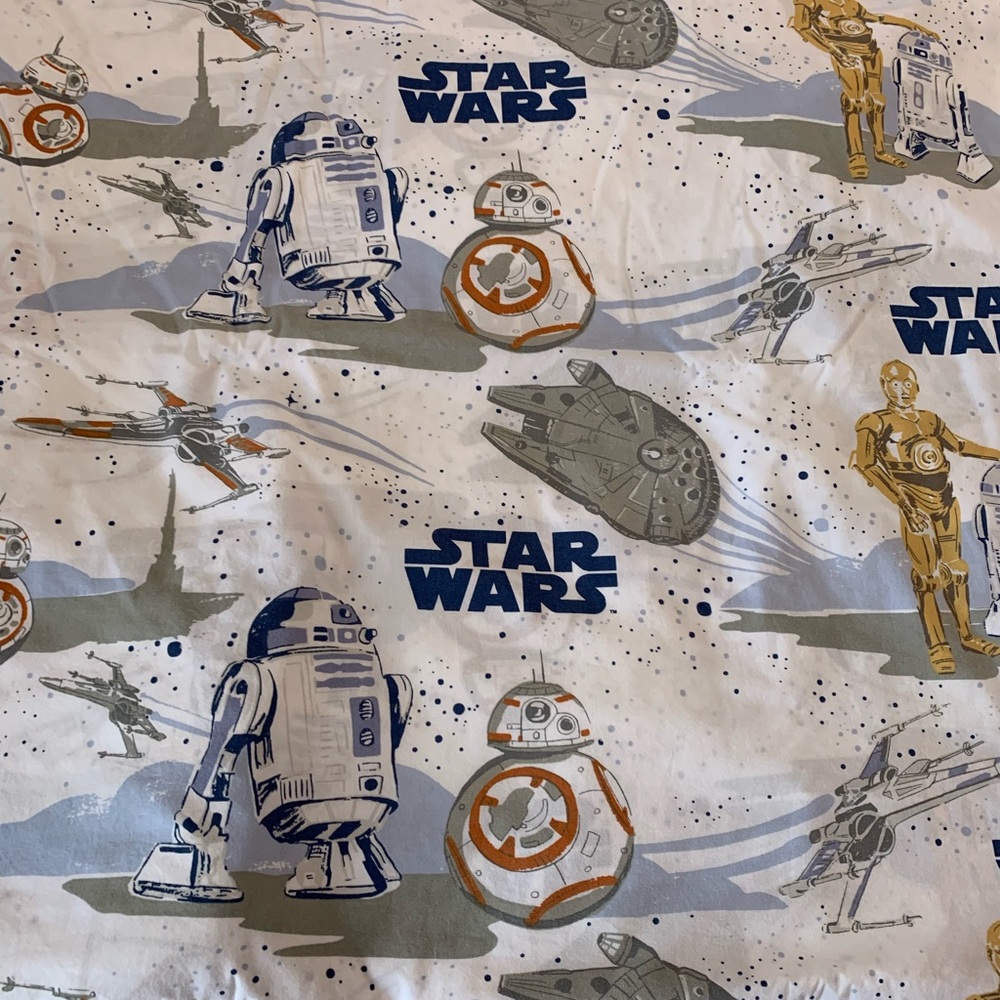 Pottery Barn Kids Star Wars Sheet Set in White, Blue, Gray, Orange - Picture 6 of 8